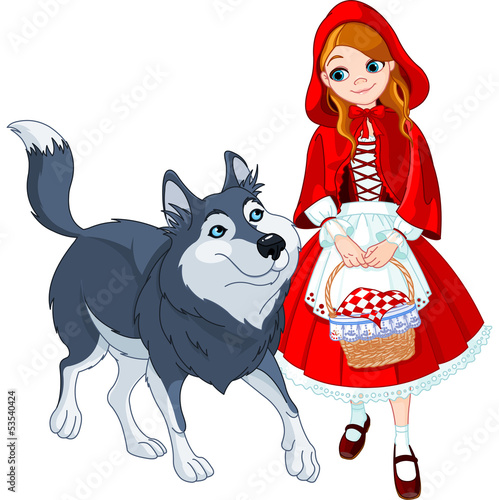 Nowoczesny obraz na płótnie Little red riding hood and wolf