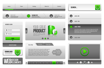 Modern Clean Website Design Elements Grey Green Gray