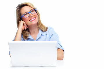 Aufkleber - Business woman with laptop.