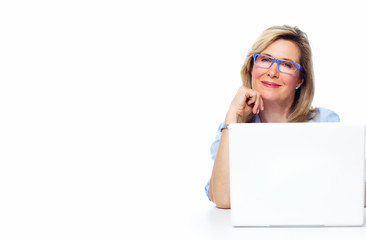 Aufkleber - Business woman with laptop.