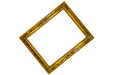Gold Picture Frame. Isolated Over White Background