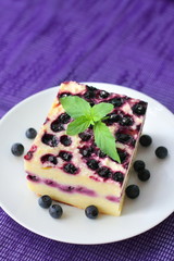 Poster - Baked cottage cheese pudding with blueberries