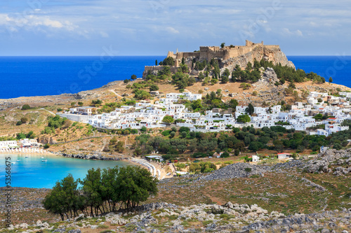 Obraz na płótnie canvas czteroczęściowy "tetraptyk" Lindos rhodes greece