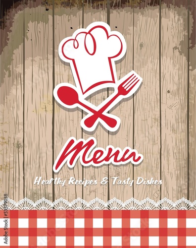 Plakat na zamówienie illustration of vintage retro frame with restaurant menu design