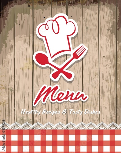 Naklejka na meble illustration of vintage retro frame with restaurant menu design