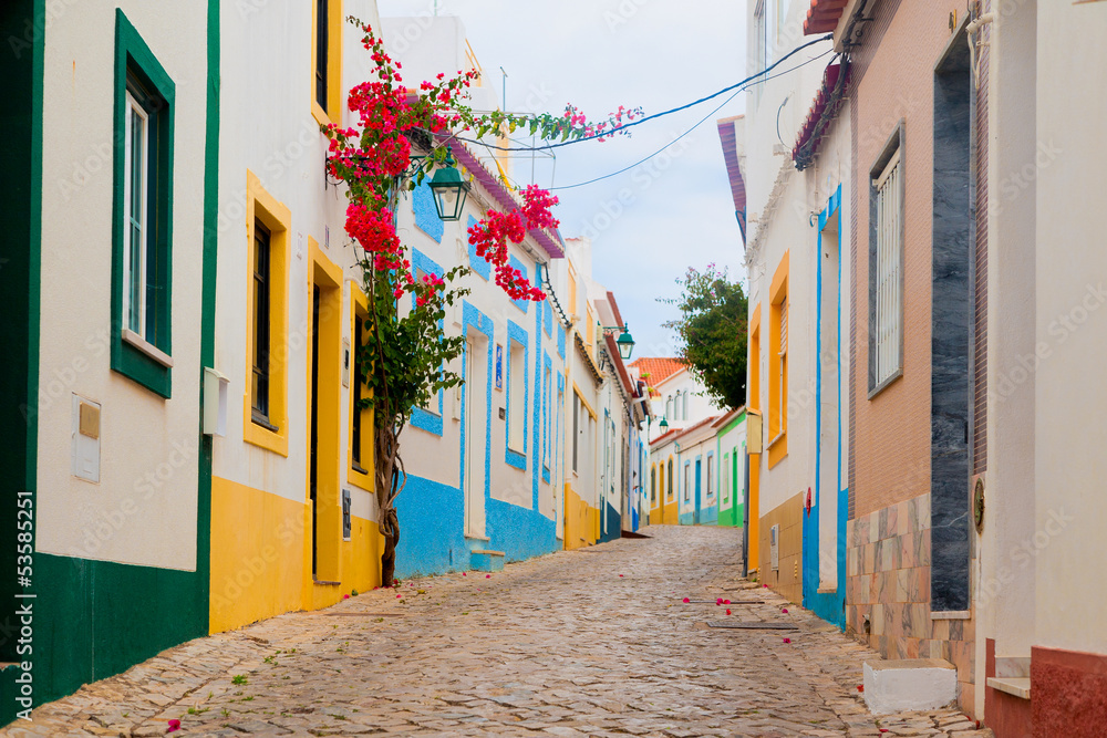 Romantische Strasse in Algarve Portugal - obrazy, fototapety, plakaty 