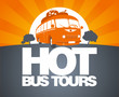 Hot bus tours design template with retro bus