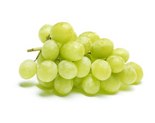 White Grapes With Drops Of Water, Isolated On White With Shadow.