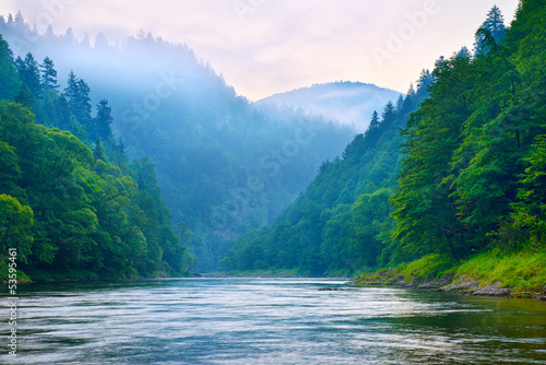 Fotomural The gorge of mountain river in the morning