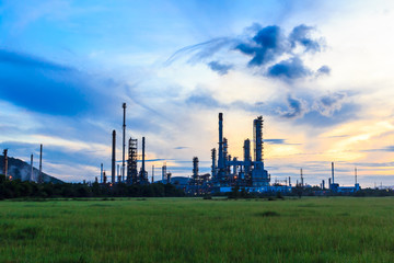 oil refinery plant at twilight morning