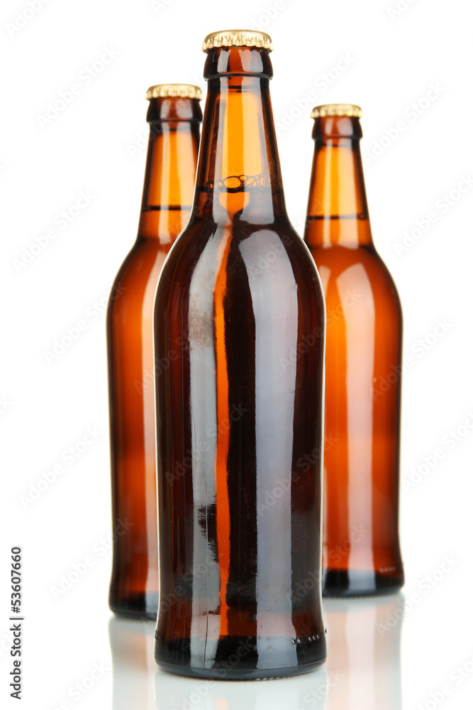 Beer bottles isolated on white