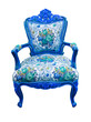 blue luxury armchair isolated with clipping path