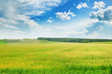 Mountainous terrain and the blue sky