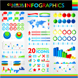 Fototapeta  - Colorful infographics set and vector universal icons.