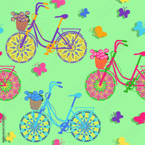 bezszwowy-wzor-kolorowi-bicykle