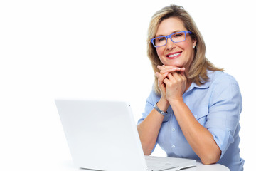 Aufkleber - Business woman with laptop.