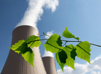 Green branch against nuclear power plant