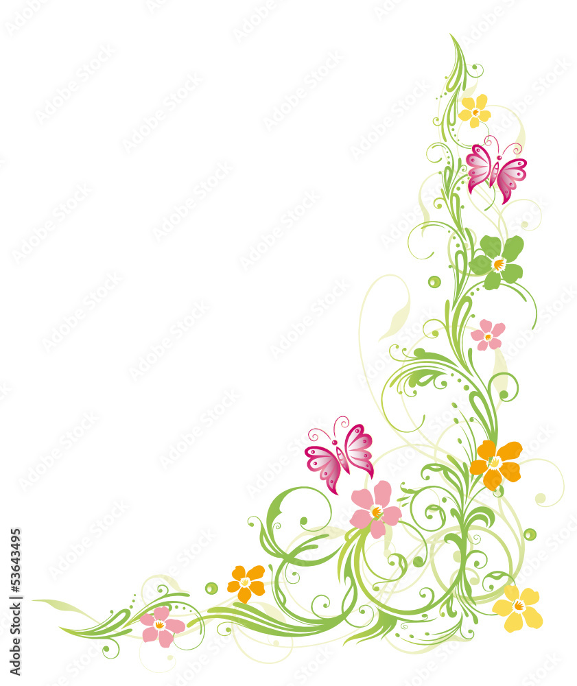 Ranke, floral, Blumen, Blüten, Frühling, bunt Stock Vector