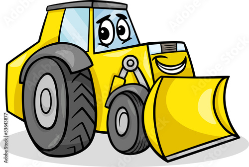 Obraz w ramie bulldozer character cartoon illustration