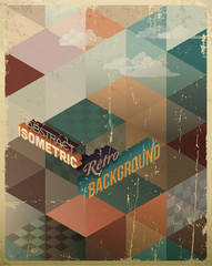 Aufkleber - Abstract Retro Geometric Background with clouds