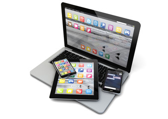 Canvas Print - laptop, smartphones and tablet