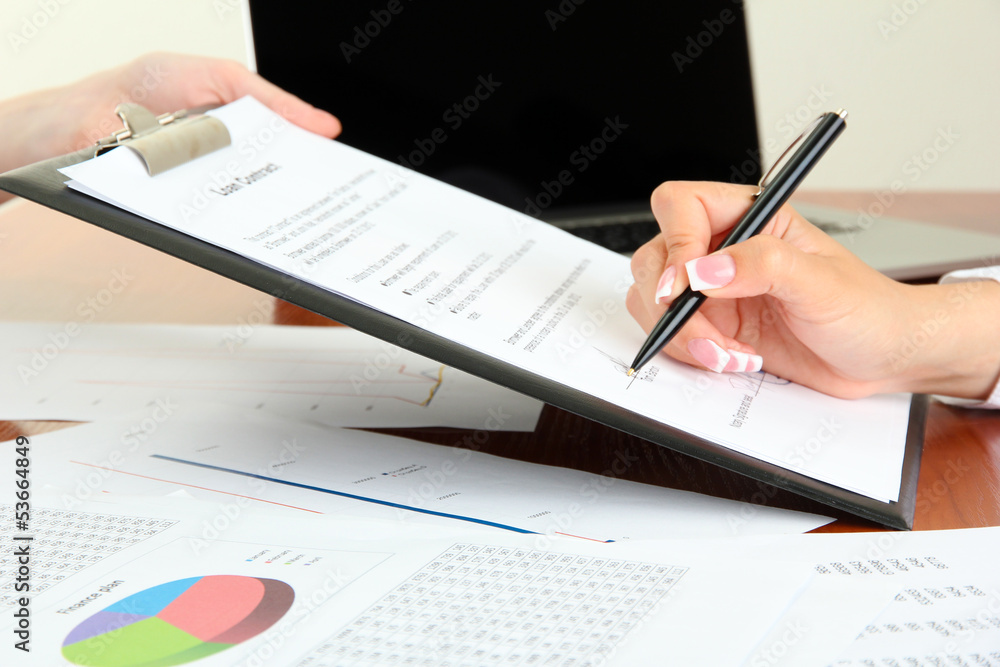 Close up of business people hands during teamwork