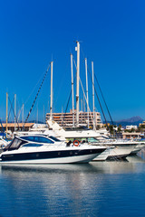 Wall Mural - boats in harbor. Boats bow in marina