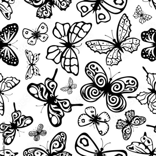 Naklejka - mata magnetyczna na lodówkę Butterflies background.