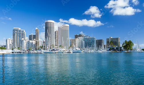 Tapeta ścienna Honolulu skyline z morzem, oanu hawaii