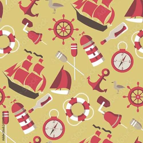 Naklejka dekoracyjna seamless Pattern on the marine theme