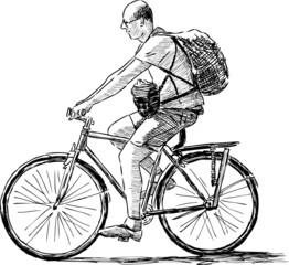 Wall Mural - man on a bycicle