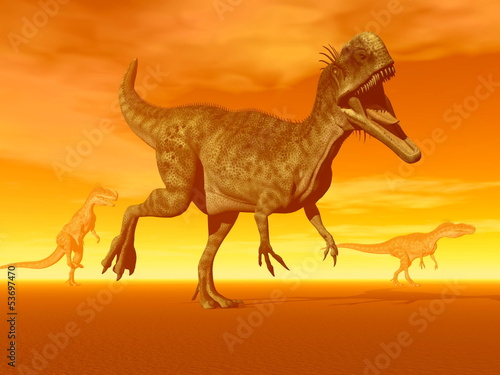 Naklejka samoprzylepna Dinozaury monolophosaurus-3d