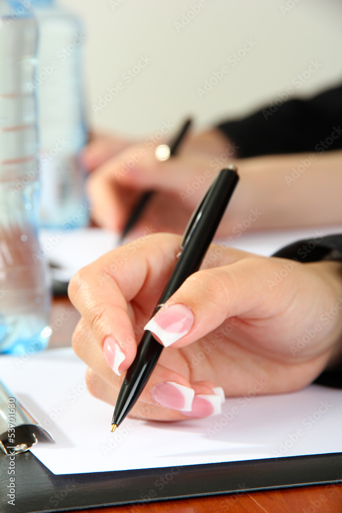 Close up of business people hands during teamwork