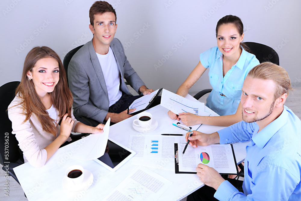 Business team working on their project together at office