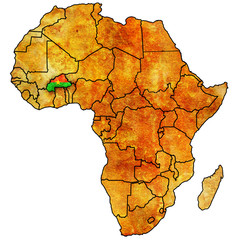 Wall Mural - burkina faso on actual map of africa