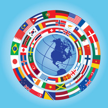 Circles Of Flags Around Globe