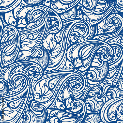 Obraz na płótnie canvas czteroczęściowy "tetraptyk" Niebieski paisley