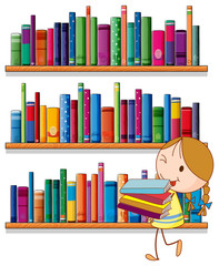 Aufkleber - A little girl in the library