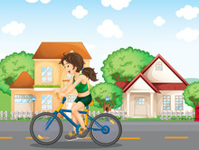 A Girl Biking