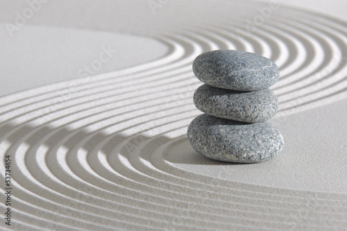 Plakat na zamówienie Japanese zen garden with stone in sand