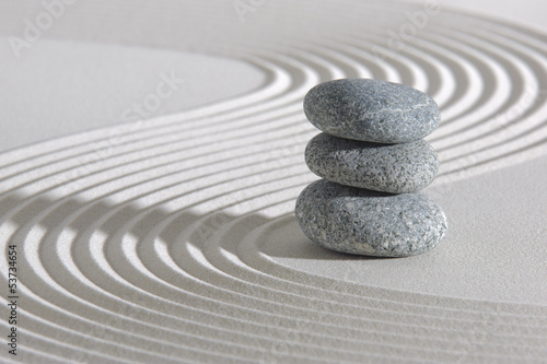 Fototapeta na wymiar Japanese zen garden with stone in sand