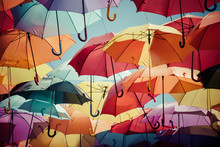 Background Colorful Umbrella Street Decoration.
