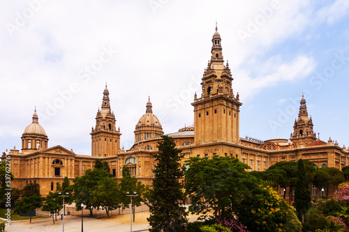Plakat na papierze fotorealistycznym Narodowy pałac montjuic w barcelonie