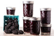 Fresh blackberry jam in jars