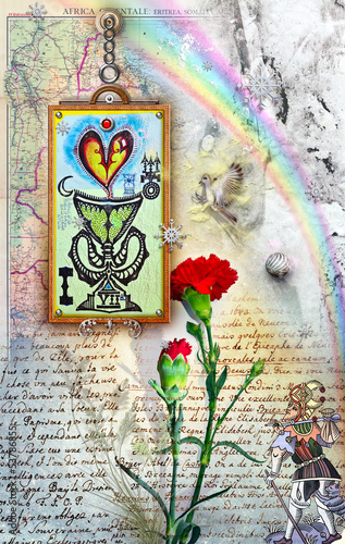 Nowoczesny obraz na płótnie Rainbow,red carnation and wandering