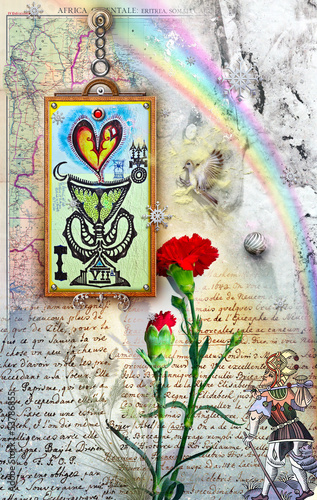 Fototapeta do kuchni Rainbow,red carnation and wandering