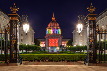 Wall Mural - San Francisco City Hall in Rainbow Colors