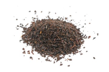 Wall Mural - Pile of Black Tea Isolated on White Background