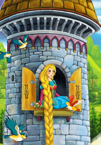 Nowoczesny obraz na płótnie Rapunzel - Prince or princess - castles