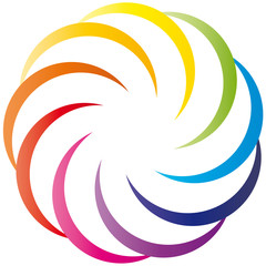 Logo -  Farbkreis als Blume -  runde Sicheln, Pride, gay pride, Inklusion und Integration, positiv, Positivität, Regenbogen, vektor, isoliert